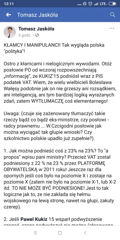 Gilgamesz69 - Dlaczego kukiz15 zagłosował przeciwko ustawie o podatku VAT. Więcej
ht...