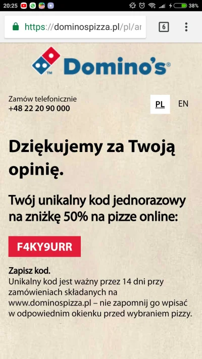 dorotka-wu - #dominospizza #kodyrabatowe 

Łapcie, ważny 14 dni, kto pierwszy ten lep...