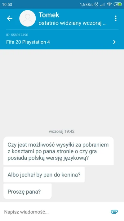 tasak - Nówka sztuka fungiel nie śmigana Fifa 20 wystawiona na olx i już zlot Januszy...
