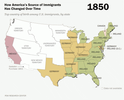 ramzes8811 - Tak zmieniało się pochodzenie imigrantów w USA na przestrzeni lat.
#map...