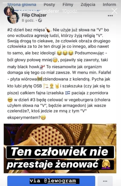 siedge - Dlaczego Chajzer to musi być taka chodząca żenada? XD

Nie jem mięsa 2 dzień...