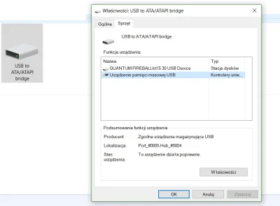 b.....w - Podłączyłem stary dysk przejściówką pod USB i do zasilania, dysk działa sły...