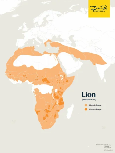m.....x - Współczesny i historyczny zasięg występowania lwa.

#mapporn #ciekawostki #...