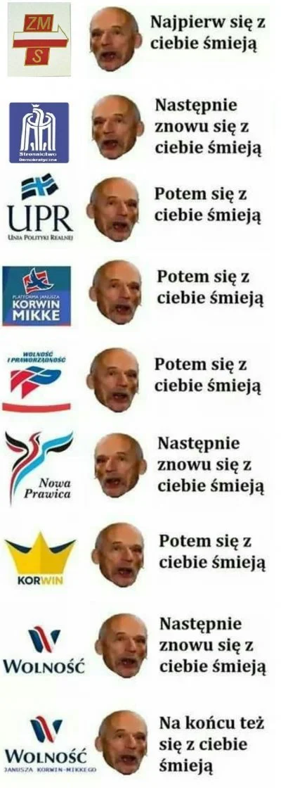 O.....k - > najpierw cię ignorują, potem się z ciebie śmieją, potem z tobą walczą, na...