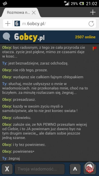 BedeDobry - "wszedłem na ten czat, bo zaraz zamierzam popełnić samobójstwo."



#6obc...