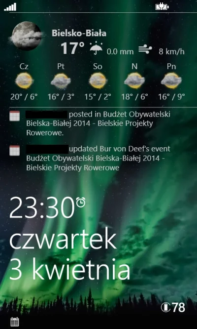zoniu - @Sepang: Pogodę, wiadomości ze świata/Polski, maila, feed z fejsbuka, kalenda...