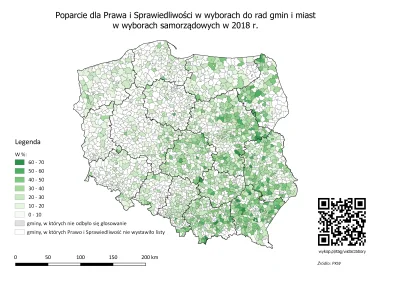 czarnobiaua - Poparcie dla Prawa i Sprawiedliwości w wyborach do rad gmin i miast w w...