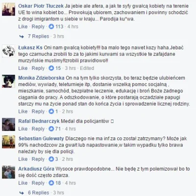 buntpl - Za trystero:
 Próbka komentarzy pod informacją o zgwałceniu imigranta przez ...