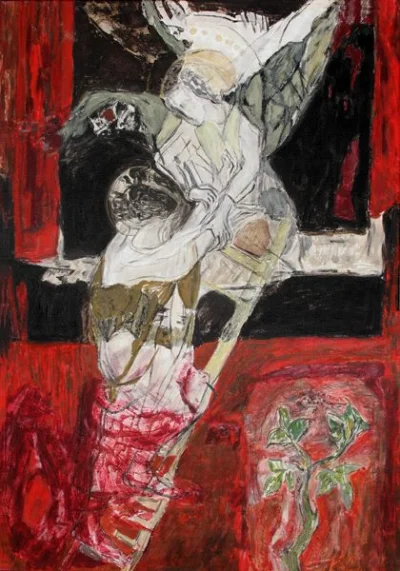 alicja-daca - Agnieszka Daca, "Drabiny doskonałości", akryl na płótnie, 100x70 cm