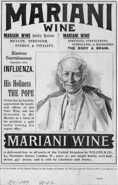myrmekochoria - Reklama Vin Mariani z papieżem Leonem XIII. Papieżowi tak zasmakowało...