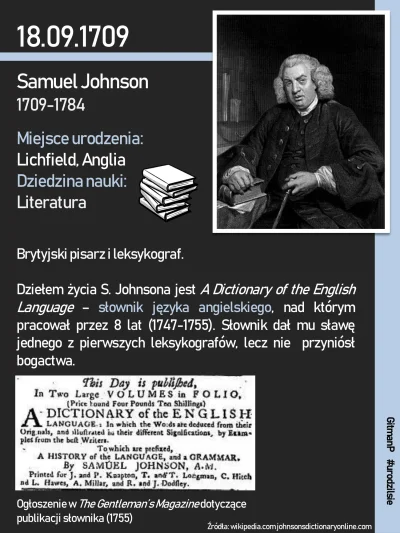 G.....P - 18 września #urodzilsie Samuel Johnson - twórca pierwszego słownika języka ...