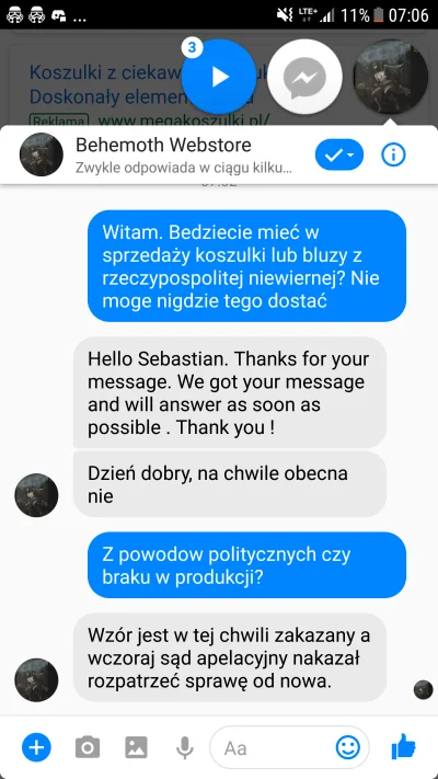 sebastian-grabunczyk - Rozmowa ze sklepem odzieżowym grupy muzycznej. 

Nie wiem ja...