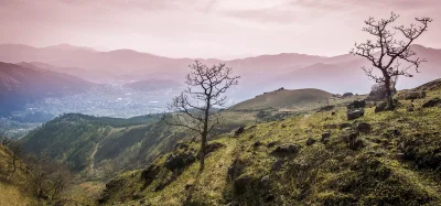 Lookazz - > Mountain landscape in afternoon light, Yufuin Dake, Oita, Kyushu, Japan 
...