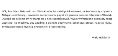 kcpi - Komunikat Wisły Kraków SA #wislakrakow

https://twitter.com/wislakrakowsa/stat...