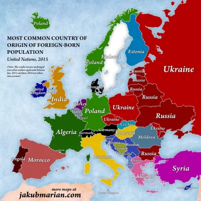 k.....l - Najwieksza grupa imigrantow urodzonych w poszczególnych krajach #mapporn #c...