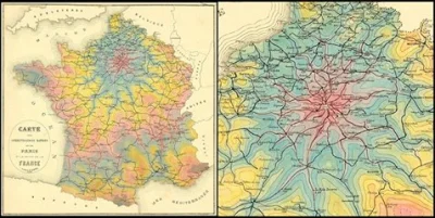 darosoldier - Piękna francuska mapa z 1882 roku pokazująca, jak daleko można dotrzeć ...