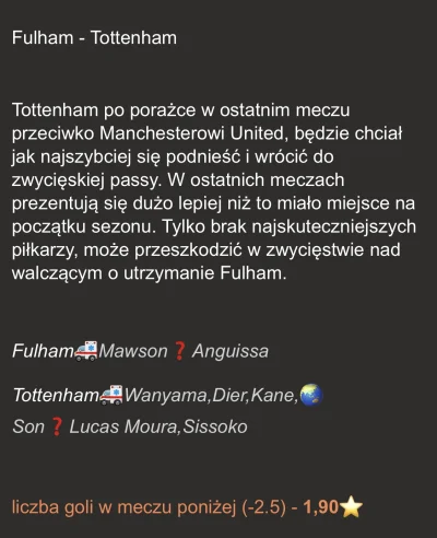 BettingClub - Czy brak Kane’a i Son’a w dzisiejszym meczu Fulham- Tottenham będzie mi...