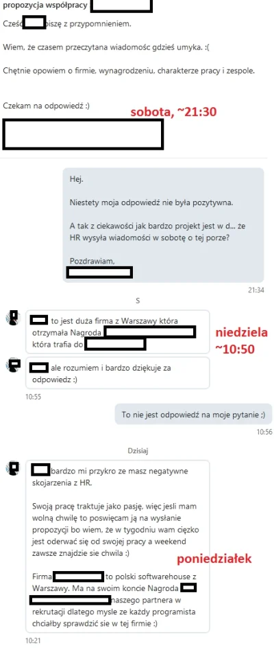 echelon_ - Jakaś babka z HR firmy z Warszawy zaczępiła mnie LinkedIn w sobotę po 21:3...