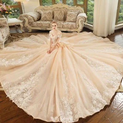 Veaul - Veaul's stunning champagne wedding dress; #sukienkiboners #suknieslubne #slub...