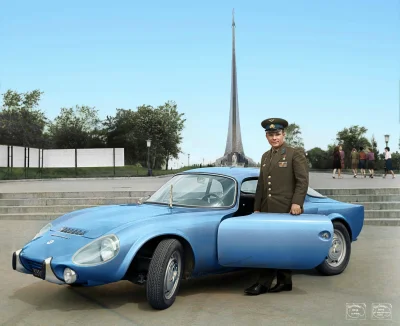 Hotstepper - Jurij Gagarin przy swojej Matrze Djet. 1965 rok. Samochód otrzymał od fr...