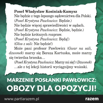 Tom_Ja - Pani posłanka na Sejm RP marzy o obozach dla więźniów politycznych.