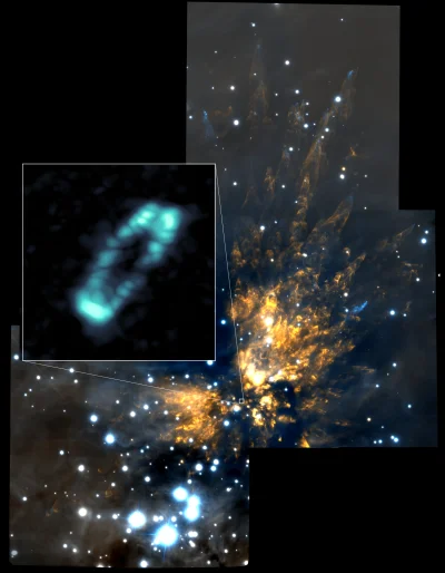 sznaps82 - Wykonane za pomocą ALMA zdjęcie słonego dysku wokół młodej, masywnej gwiaz...