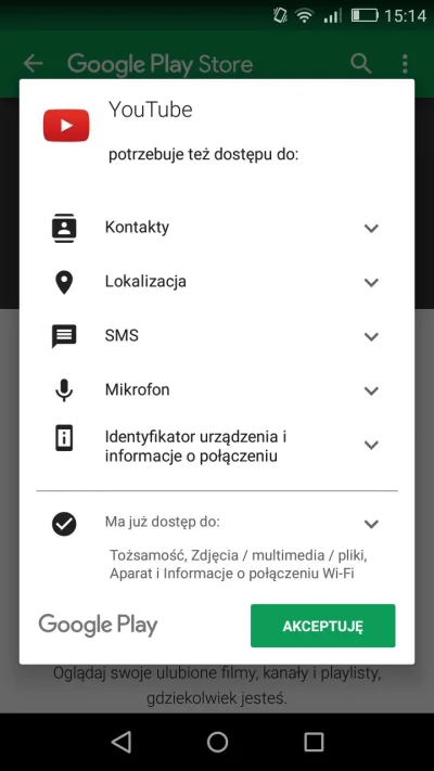 Niuskul - Mirki, wiecie może po co apce YT dostęp do nowych rzeczy w tym kontakty i s...