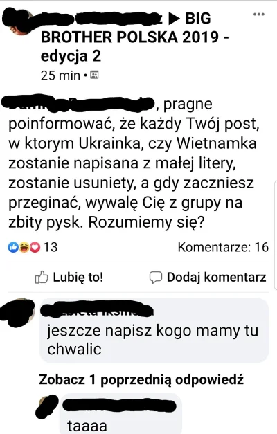 zielonazielonka0303 - Patrzcie jaka dzbanica adminka na grupie bb madkowej 
grozi czł...