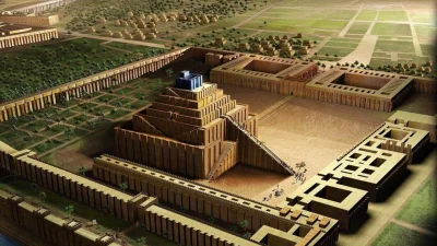 Gorti - Etemananki, najwyższy starożytny ziggurat, który rzekomo miał 91 metrów wysok...
