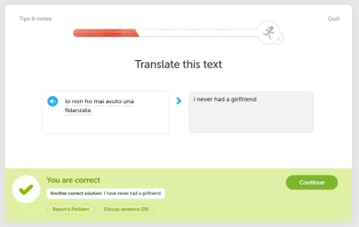 Pieczarka - Kiedy #duolingo uczy jak oznajmić swój #przegryw po włosku...(╯︵╰,)