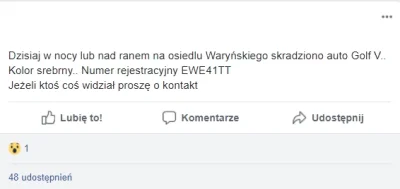 KornixPL - Mireczki, znajomej ukradli samochód w #wieruszow woj. Łódzkie.

 Dzisiaj ...