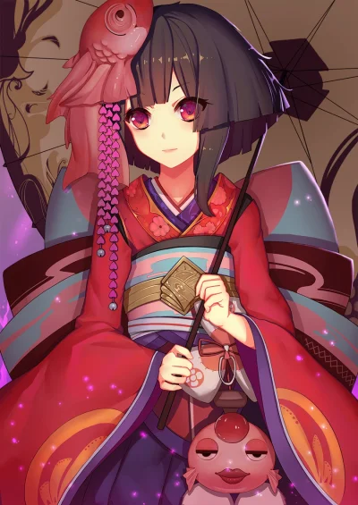 l.....f - #randomanimeshit #onmyoji #kagura #kimono #redeyesalert #pixiv #