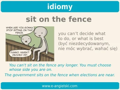 mandarin2012 - #idiomy #idiomnadzis
IDIOM sit on the fence
Wyjaśnienie i przykłady