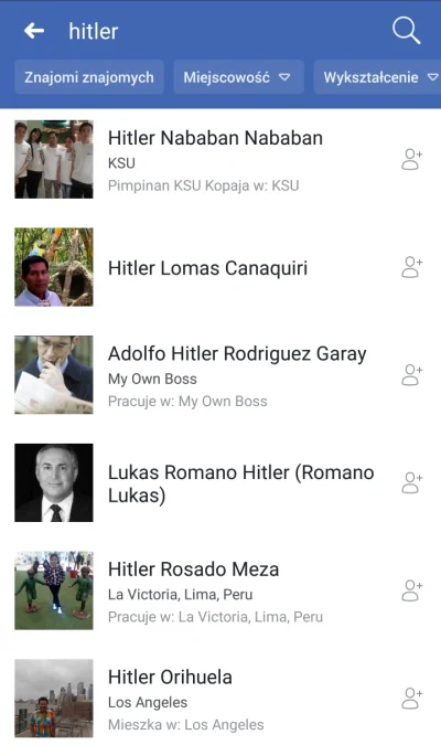pogop - Nazwiska Hitler w zasadzie nie znajdziesz na Facebooku wśród Europejczyków. C...