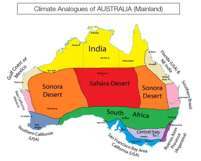 Gumaa - Porównanie klimatu poszczególnych części Australii, do klimatów panujących w ...