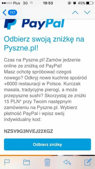 rdy102 - Kolejny kuponik -15 zł na pyszne.pl, płatność paypalem i zamówienie minimum ...