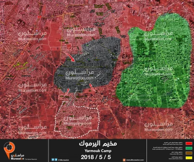 Zuben - Mapka z dzisiejszymi zdobyczami SAA w południowym Damaszku. W sumie od począt...