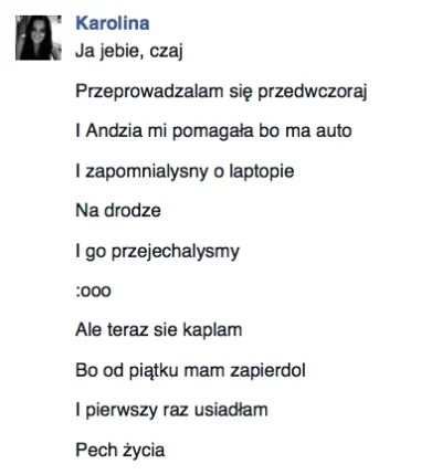 P.....m - Kumpela przejechała po laptopie i nie sprawdziła nawet co się stało. Dopier...