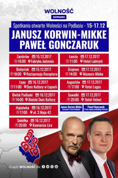 A.....o - Korwin-Mikke będzie w Białymstoku, Suwałkach, Łomży, Zambrowie, Łapach, Bie...