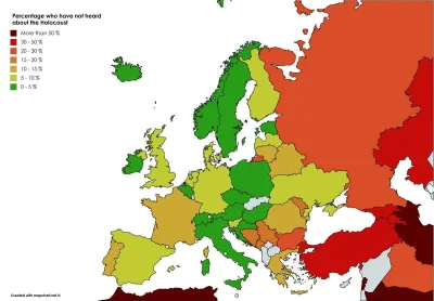 PogromcaMarchewek - Mapa pokazująca procent ludzi w danym państwie którzy nigdy nie s...