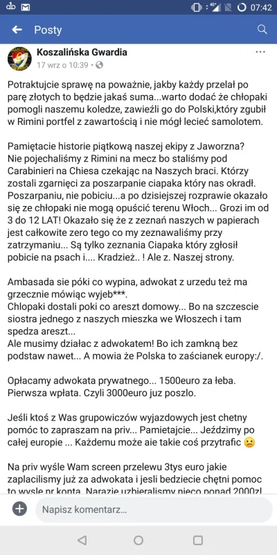 pigaskie - Polscy kibice w Rimini okradnięci przez "ciapaka" reszta w komentarzu