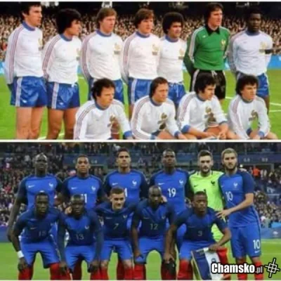 d.....n - Reprezentacja Francji w piłce nożnej kiedyś i dziś.