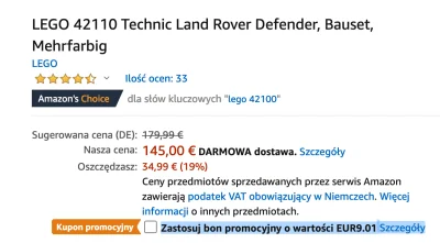 promoklocki - @dziki17: przechodzisz na oferta na amazon de i tam jest pod ceną Kupon...