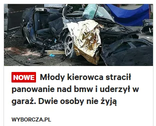 kinlej - informacja w niedzielny poranek o wypadku gówniarzy wracających z dyskoteki ...