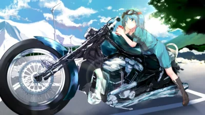Azur88 - #randomanimeshit #anime #touhou #kawashironitori #motorcycle #shorthair #blu...