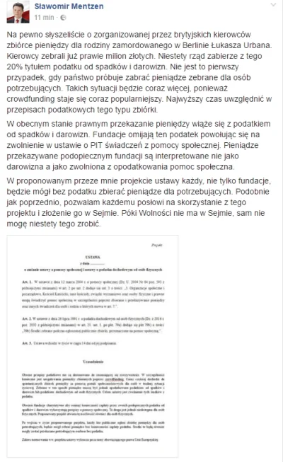 jasieq91 - Dr Sławomir Mentzen proponuje ustawę znoszącą 20% podatek od zbiórek dla p...