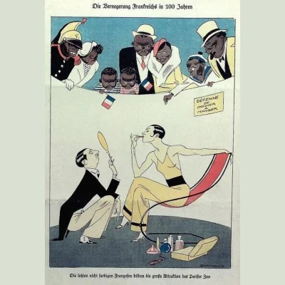 bitcoholic - "Francja za 100 lat" - niemiecki propagandowy plakat z lat 30 XX w.
#fr...