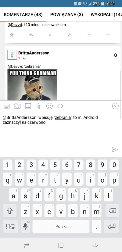 Davvvi - @BrittaAndersson: wpisuję "żebrania" to mi Android zaznaczył na czerwono. Dl...