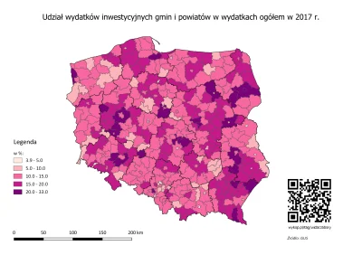 czarnobiaua - Udział wydatków inwestycyjnych gmin i powiatów w wydatkach ogółem w 201...