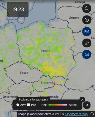 KingRagnar - Poziom zanieczyszczenia kraju na 19:23 

Wybrałem opcję PM - wyświetla t...